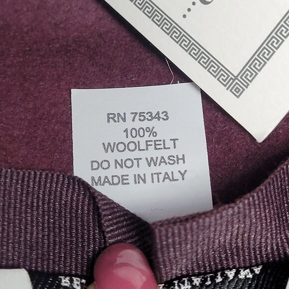 Soprattutto Wool Cloche Hat Purple Black Velvet Band Flower Tassel Italy Flapper - Picture 2 of 9